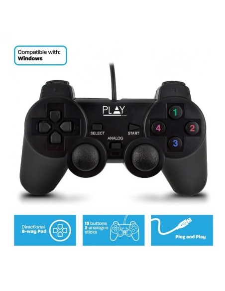 GAMEPAD USB EWENT PL3330 NEGRO PN: PL3330 EAN: 8054392614514   