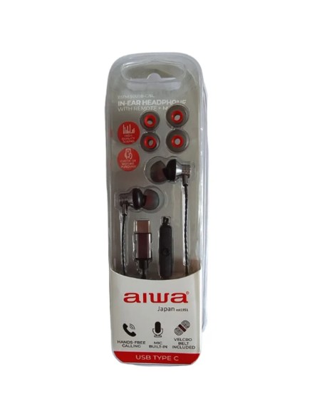AURI + MIC TYPE C AIWA NEGRO   EAR-IN PN: ESTM-50USBC/SL EAN: 8435256900286   