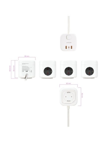 REGLETA 3 TOMAS NANO CABLE 2   USB, 1 USB TYPE...